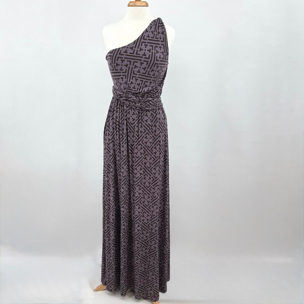Tart Purple Geometric‎ One Shoulder Asymmetric Maxi Dress Size M